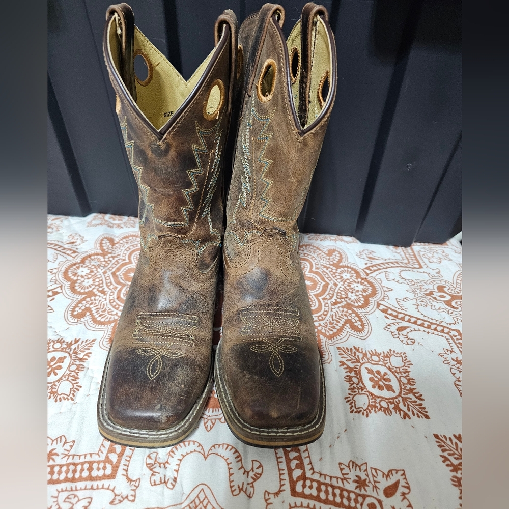 Smoky Mountain Little Kids leather cowboy boots Sz 3